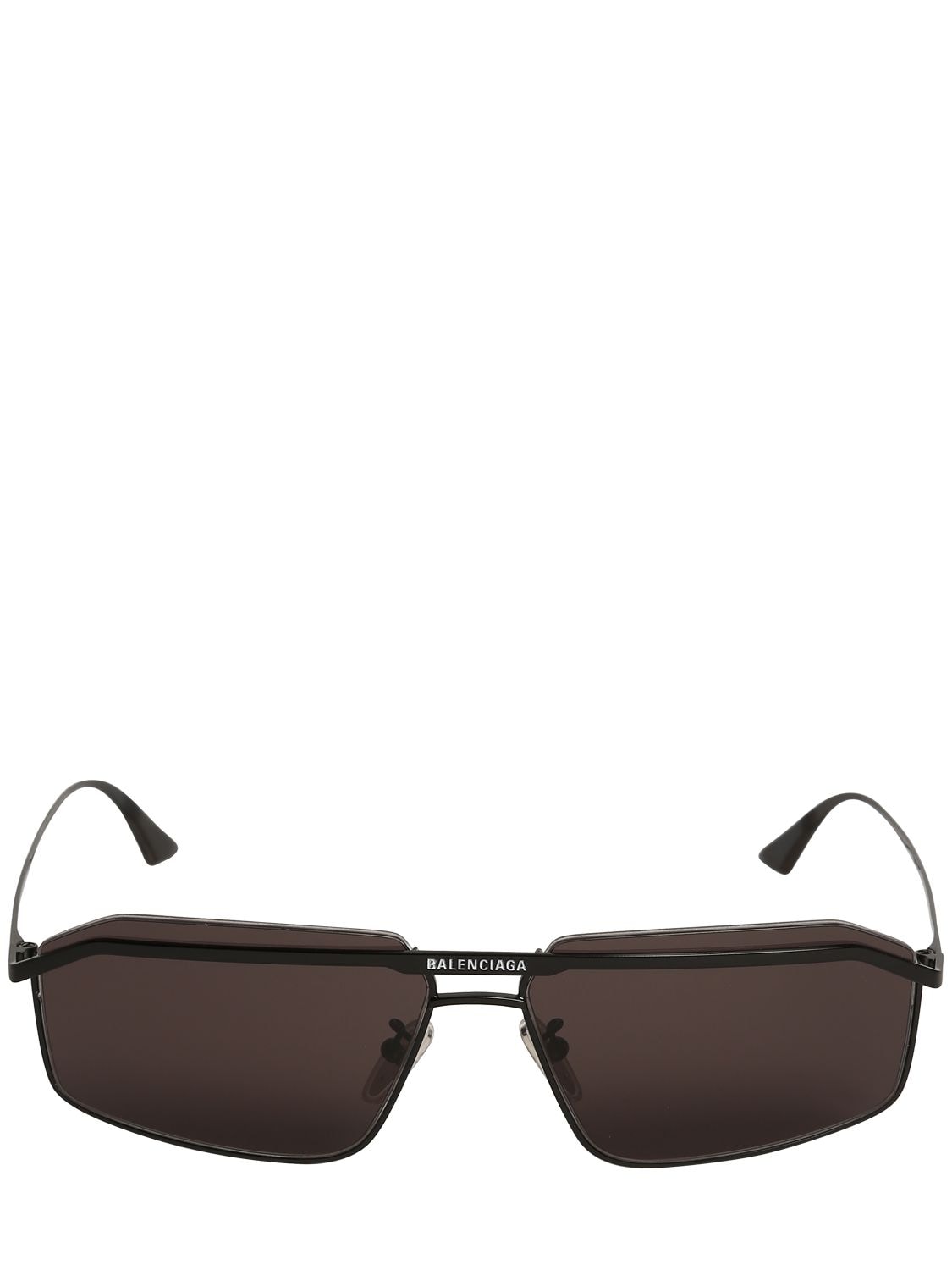 Balenciaga Bridge Navigator Metal Sunglasses In Black,grey