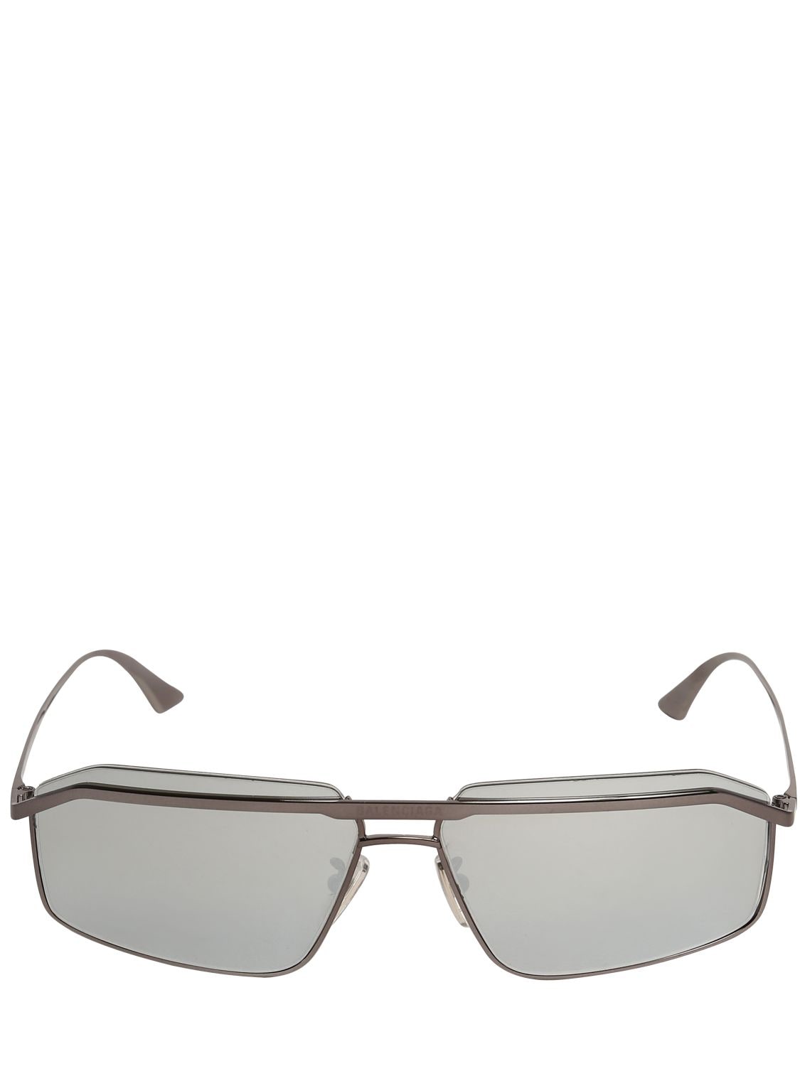 Balenciaga Bridge Navigator Metal Sunglasses In Silver,mirrored