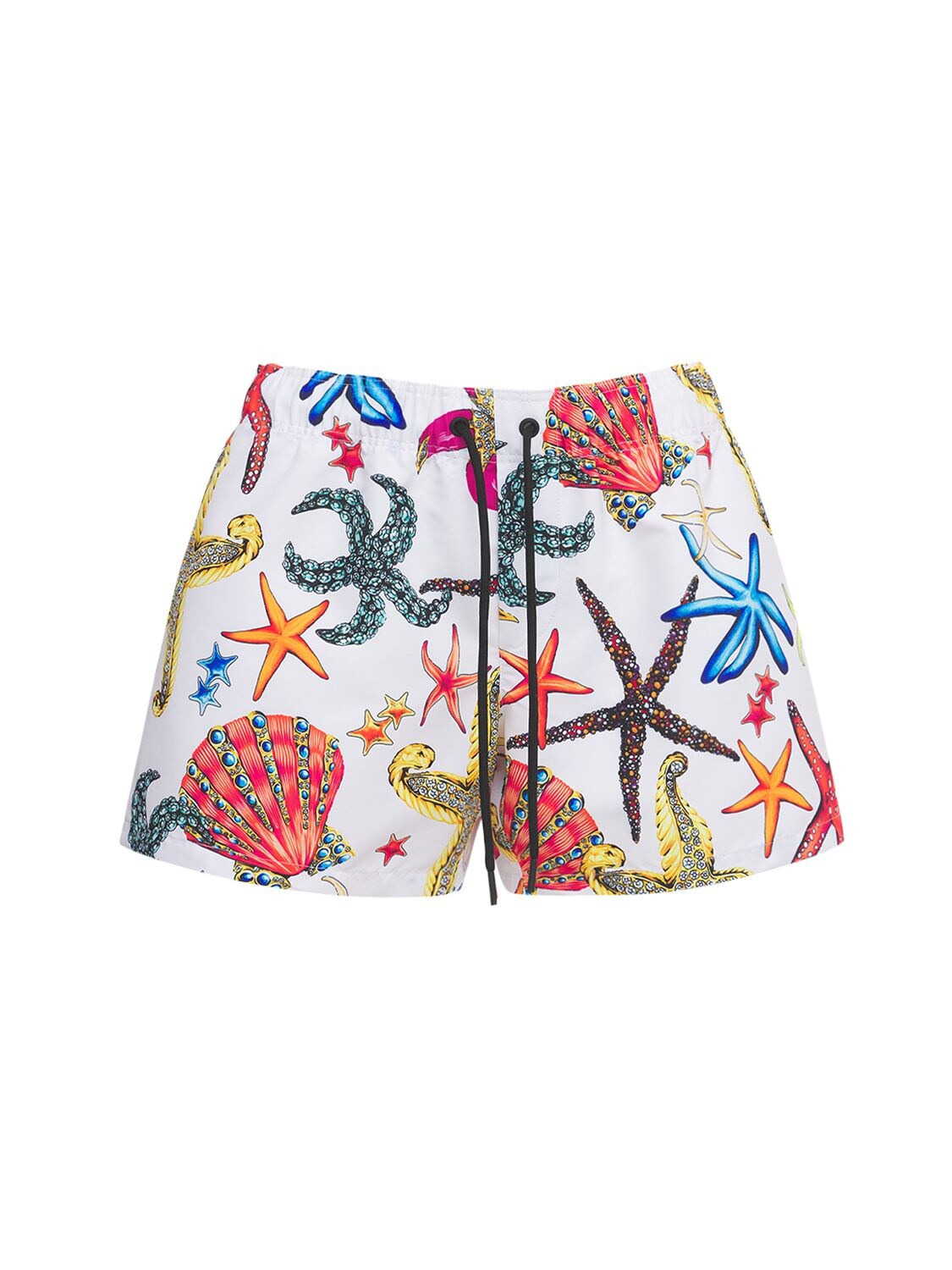 Versace Tresor De La Mer Print Nylon Shorts In Multicolor