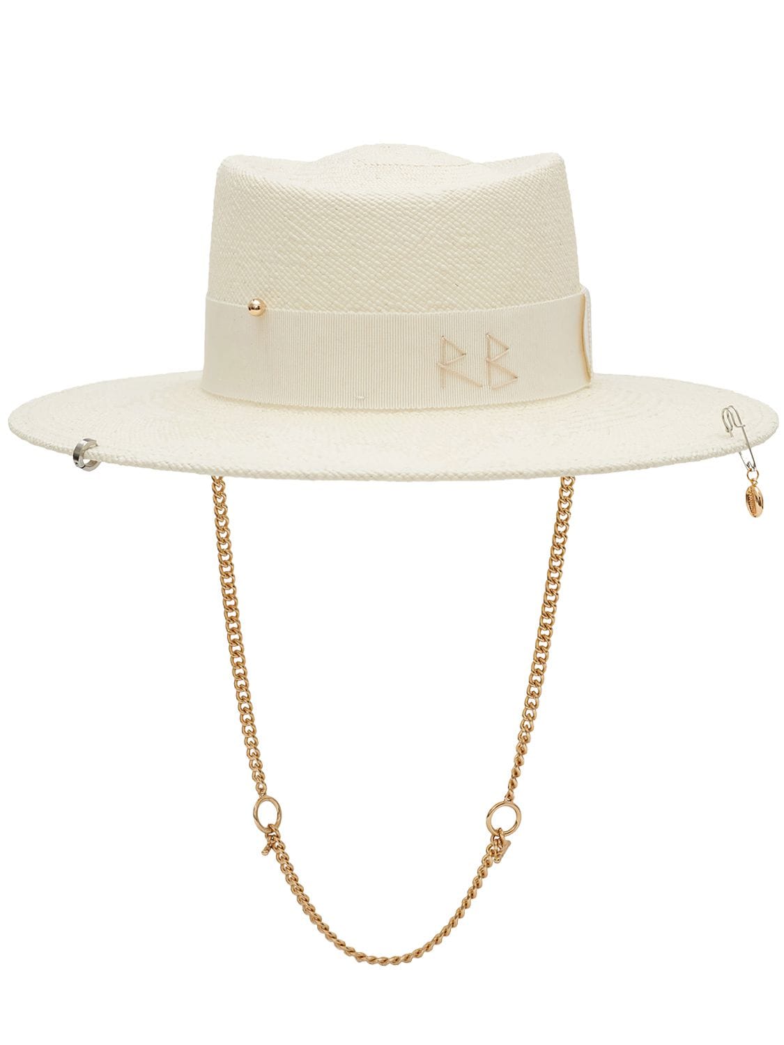Image of Chain Strap Straw Gambler Hat