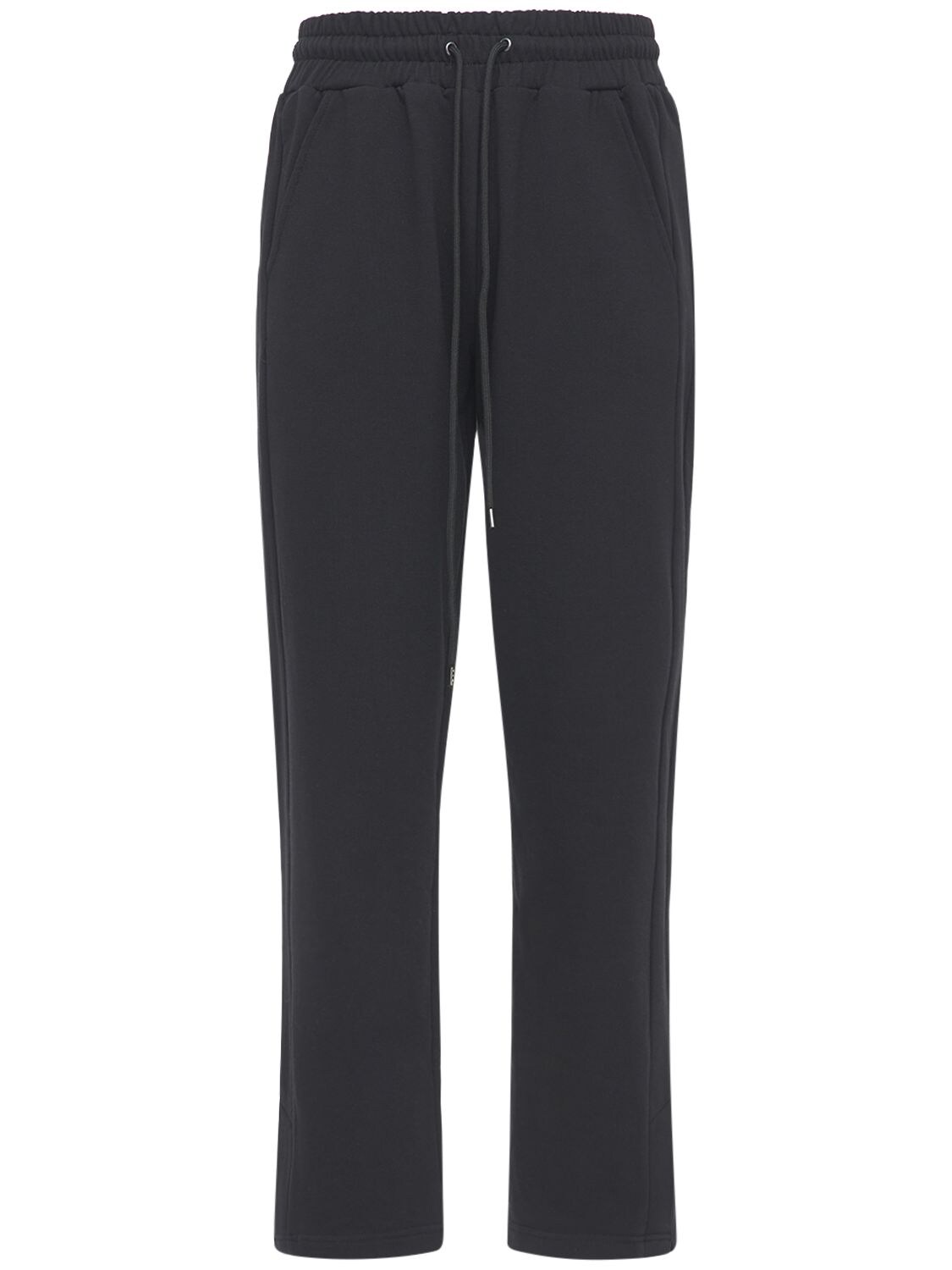 Ihs Flared Cotton Sweatpants W/ Side Slits In Black