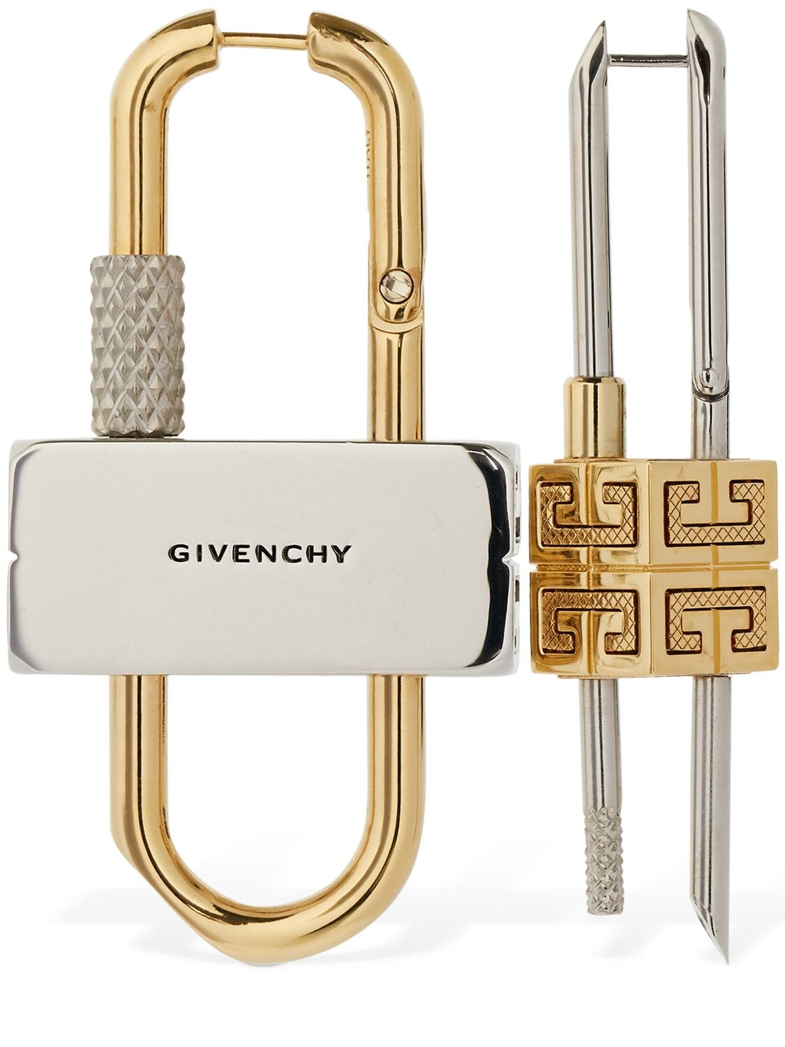 Givenchy Mismatched Lock Logo Earrings In Gold,silver