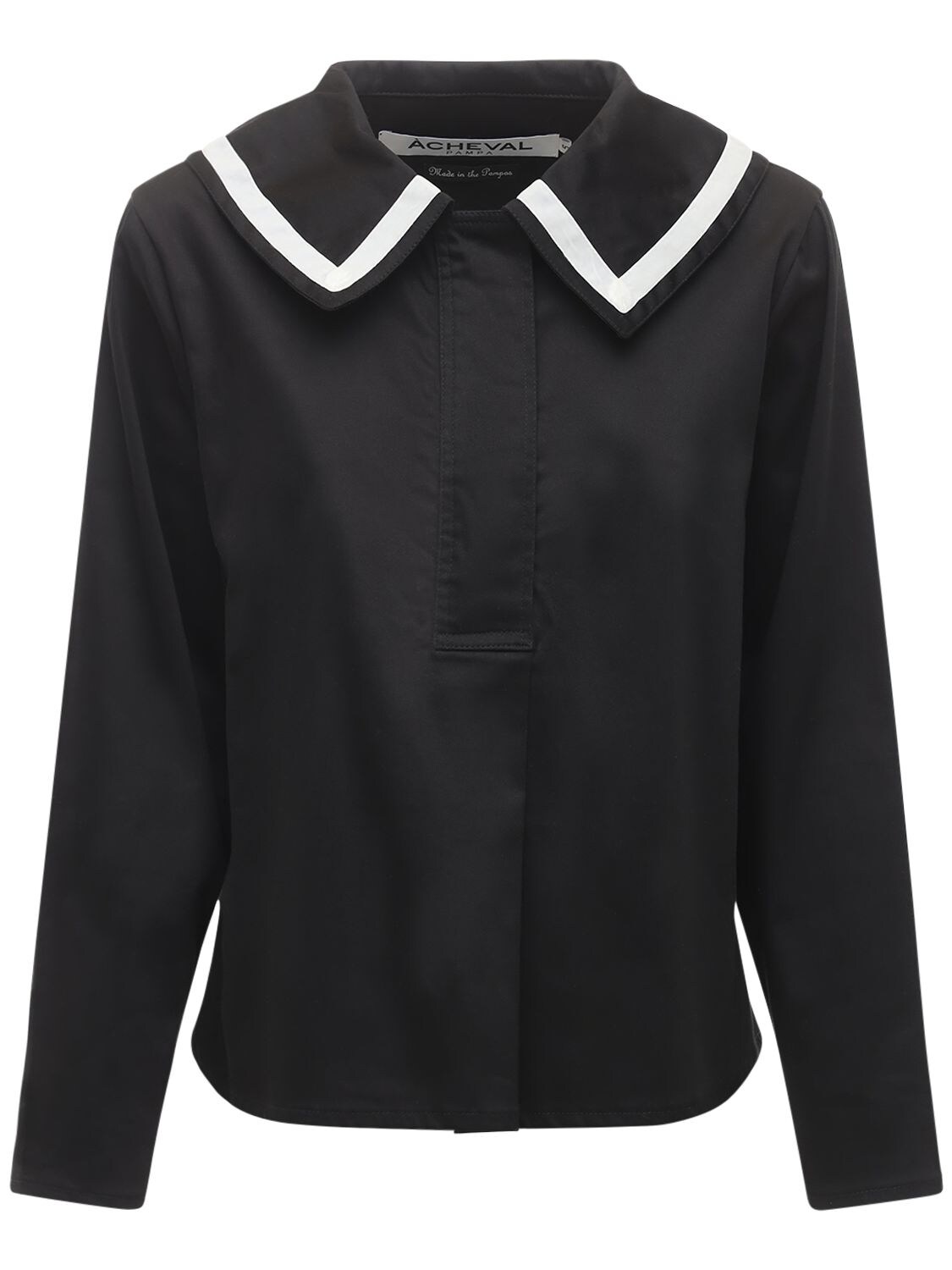 Acheval Pampa Sailor Cotton Satin Shirt In Black