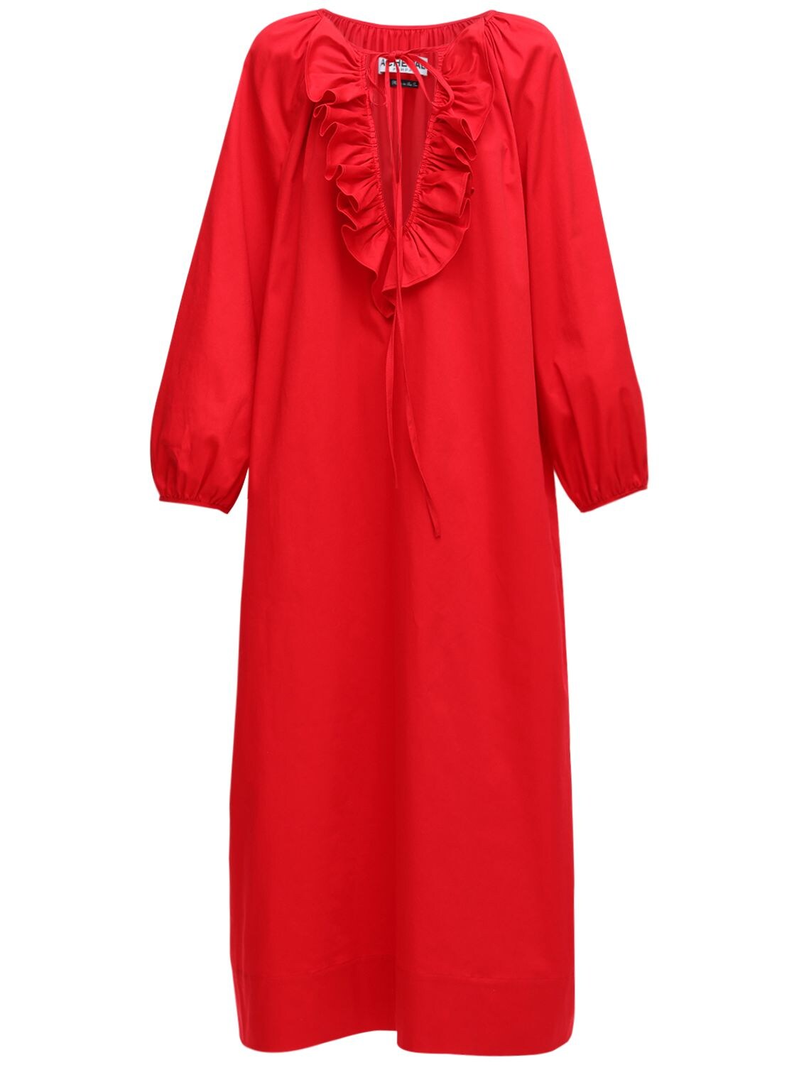 Acheval Pampa Gorrion Cotton Satin Long Dress In Red