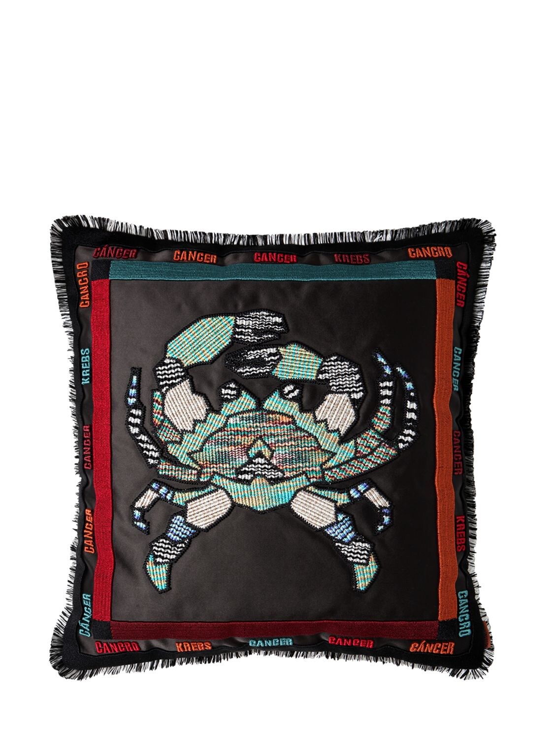 Missoni Cancer Embroidered Cushion In Black,multi