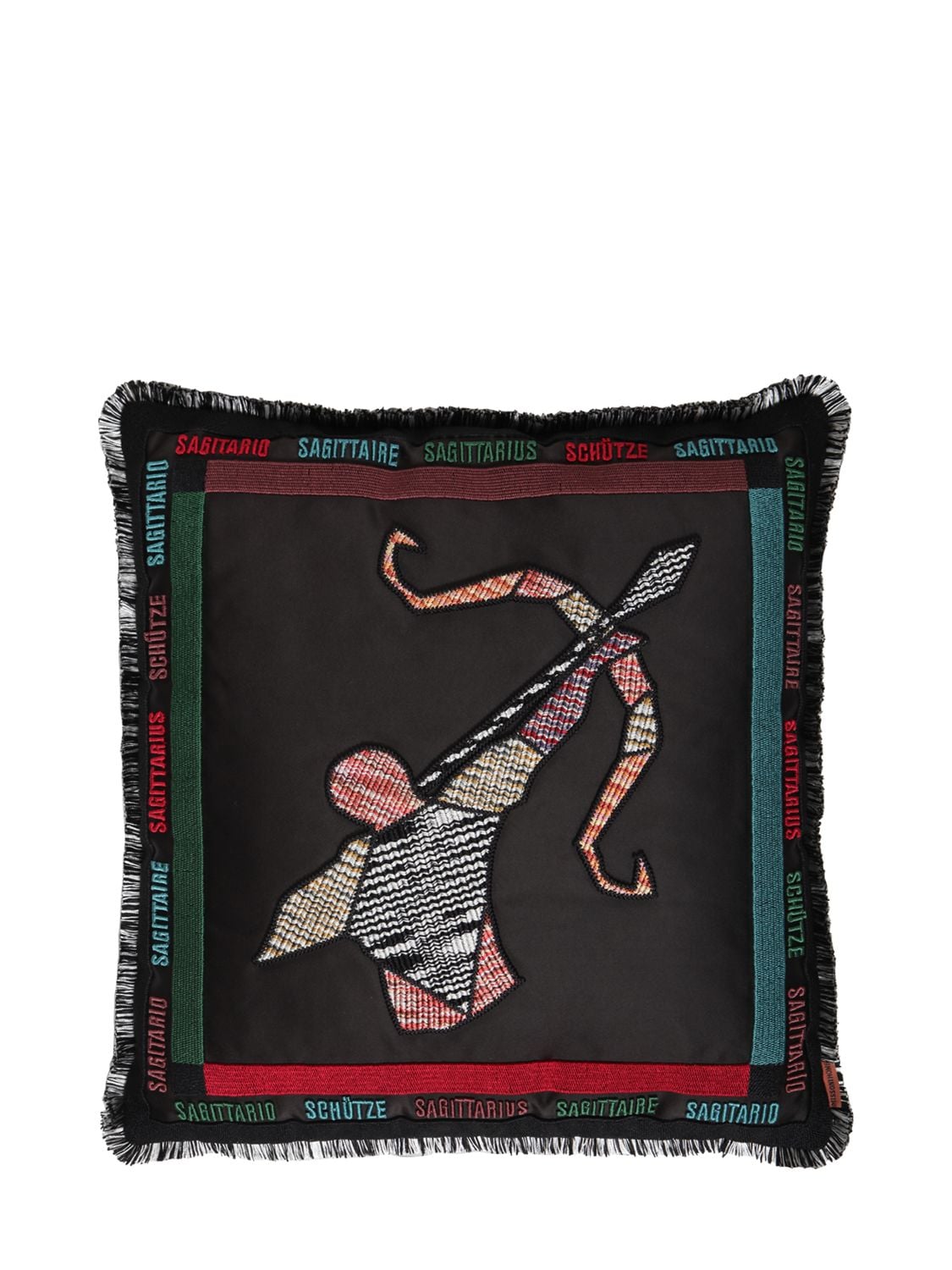 Missoni Sagittarius Embroidered Cushion In Black,multi