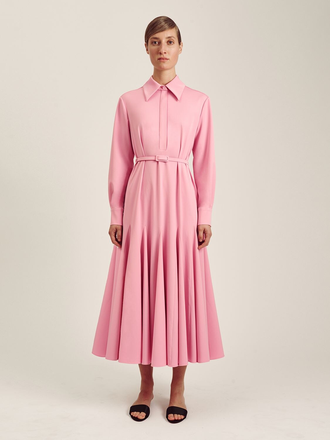 Emilia Wickstead Marion Stretch Cady Shirt Dress In Pink