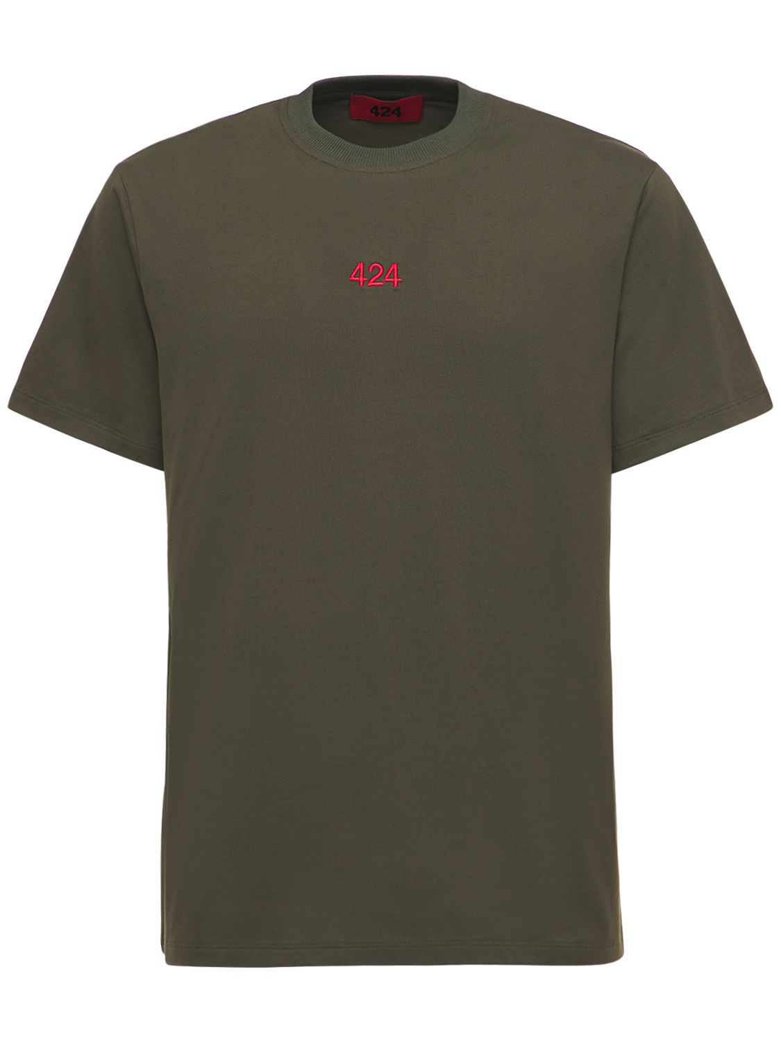 424 Cotton T-shirt W/ Embroidered Logo In Green