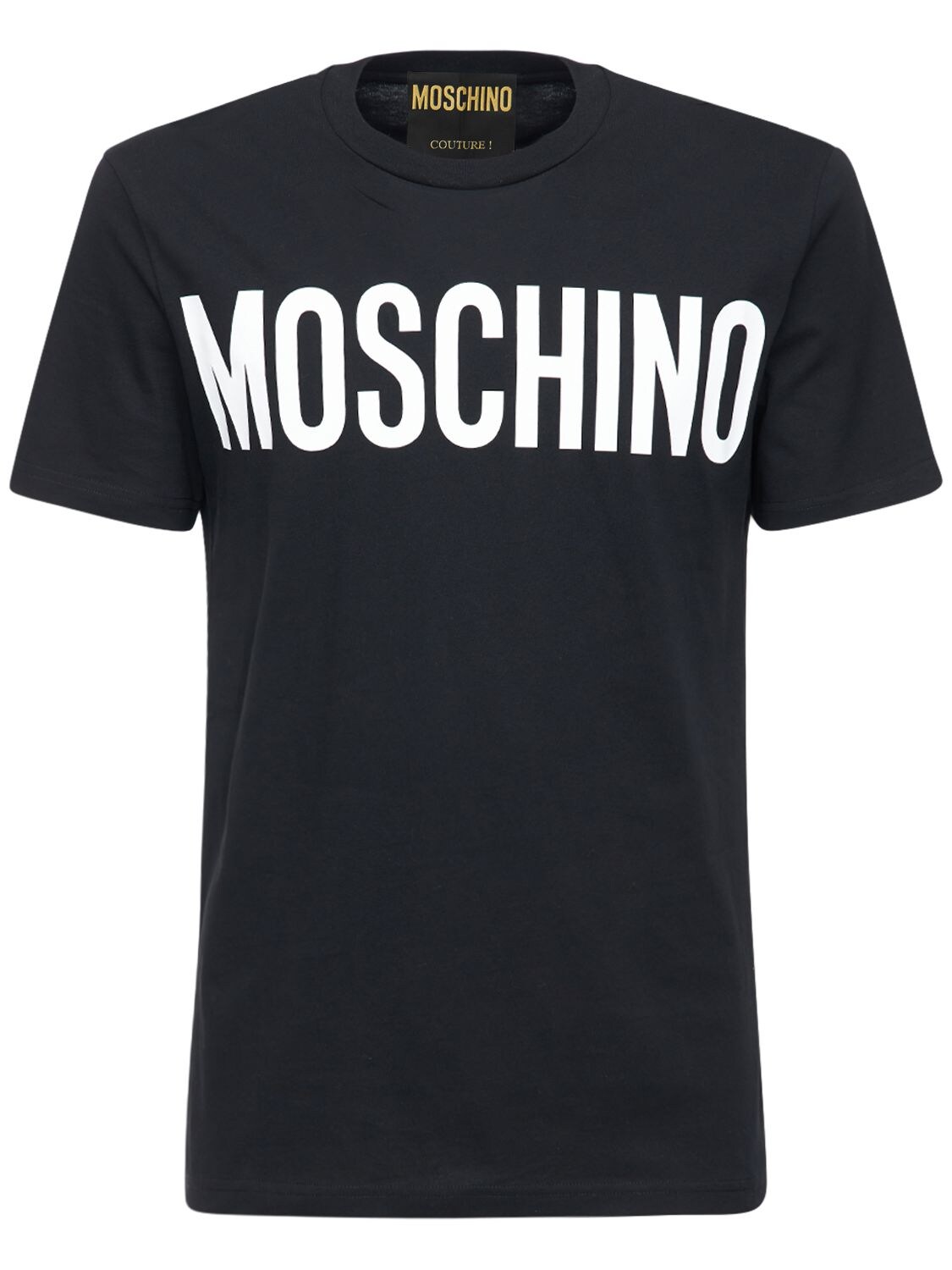 Moschino - Logo print cotton jersey t-shirt - Black/White | Luisaviaroma