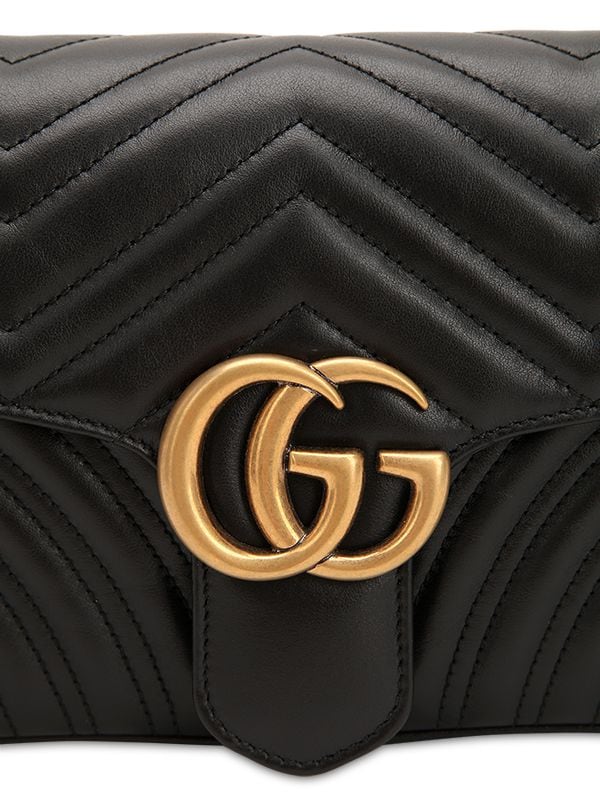 Shop Gucci Small Gg Marmont 2.0 Leather Bag In Black