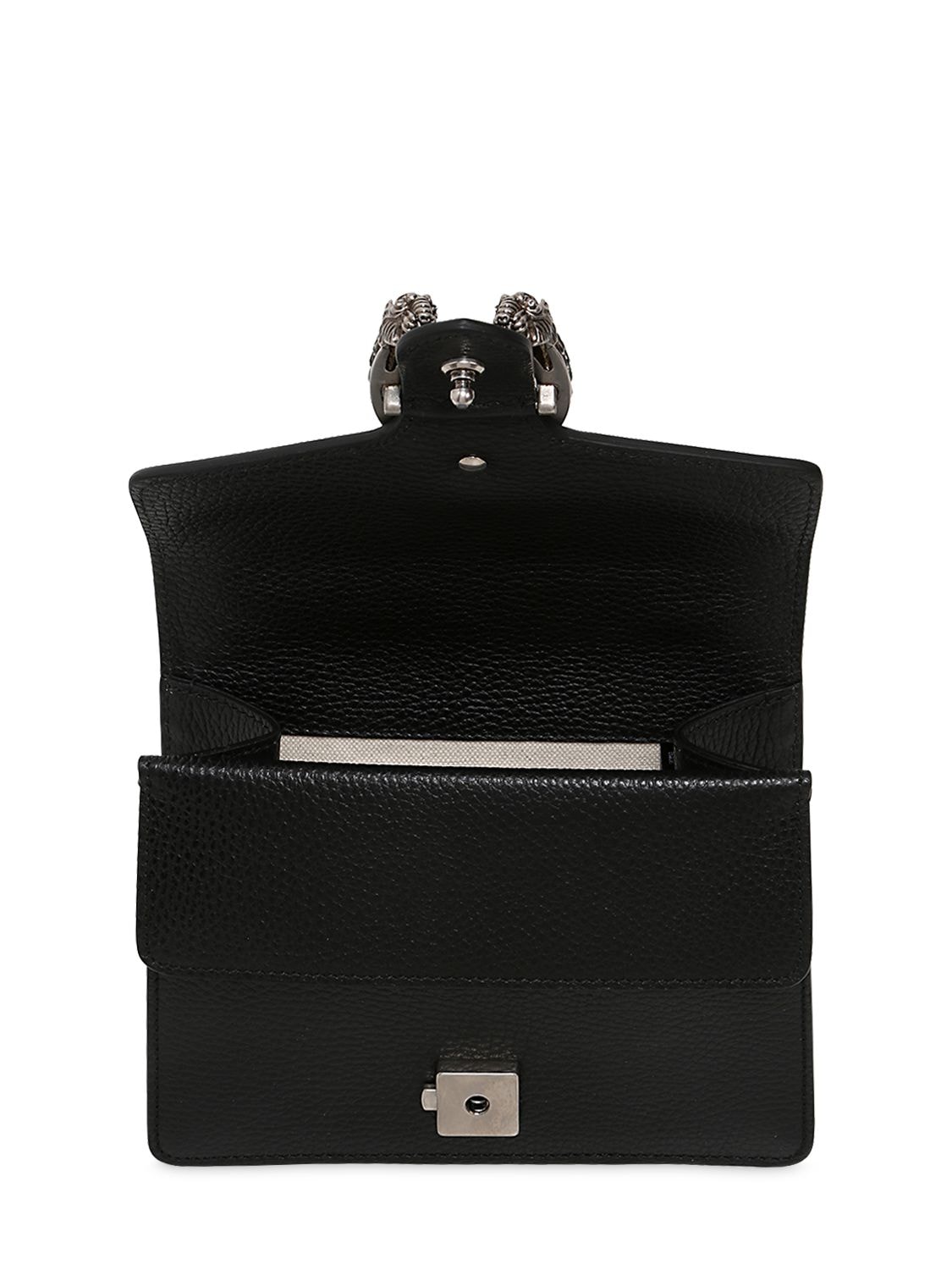 Shop Gucci Mini Dionysus Leather Shoulder Bag In Black