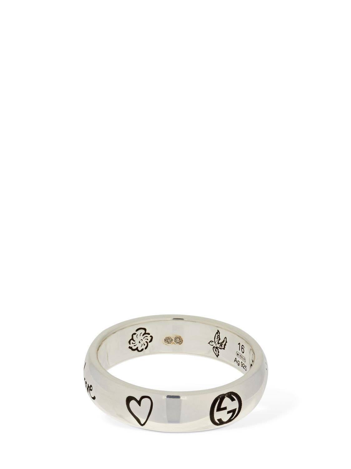 Shop Gucci Blind For Love Band Ring In Silver