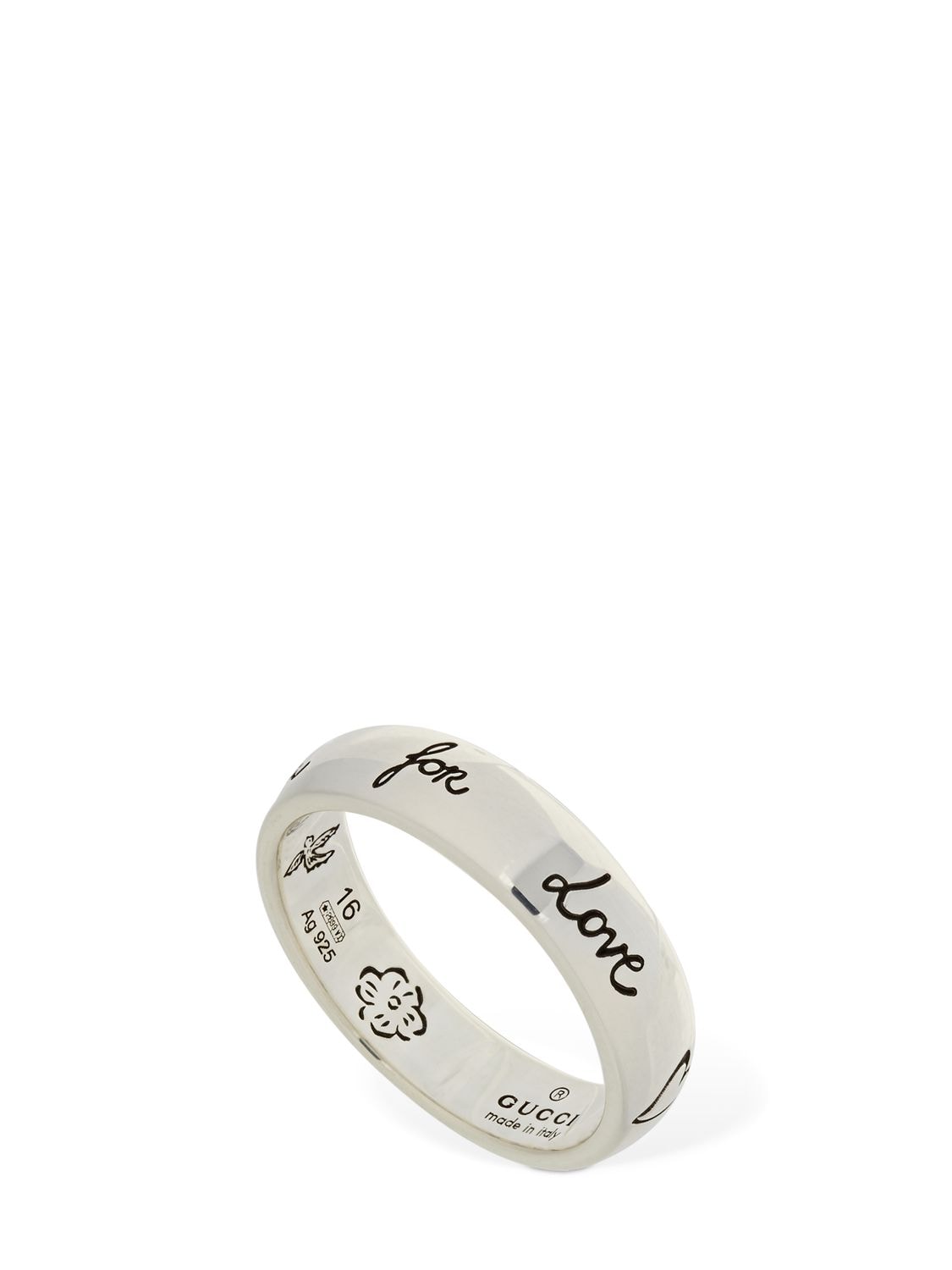 Blind For Love 5mm Sterling Silver Band Ring In Black,silver Tone