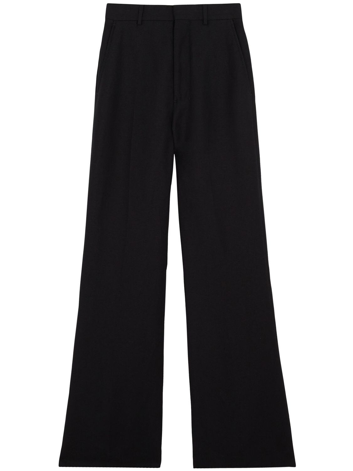Ami Alexandre Mattiussi Flared Viscose & Linen Twill Pants In Black