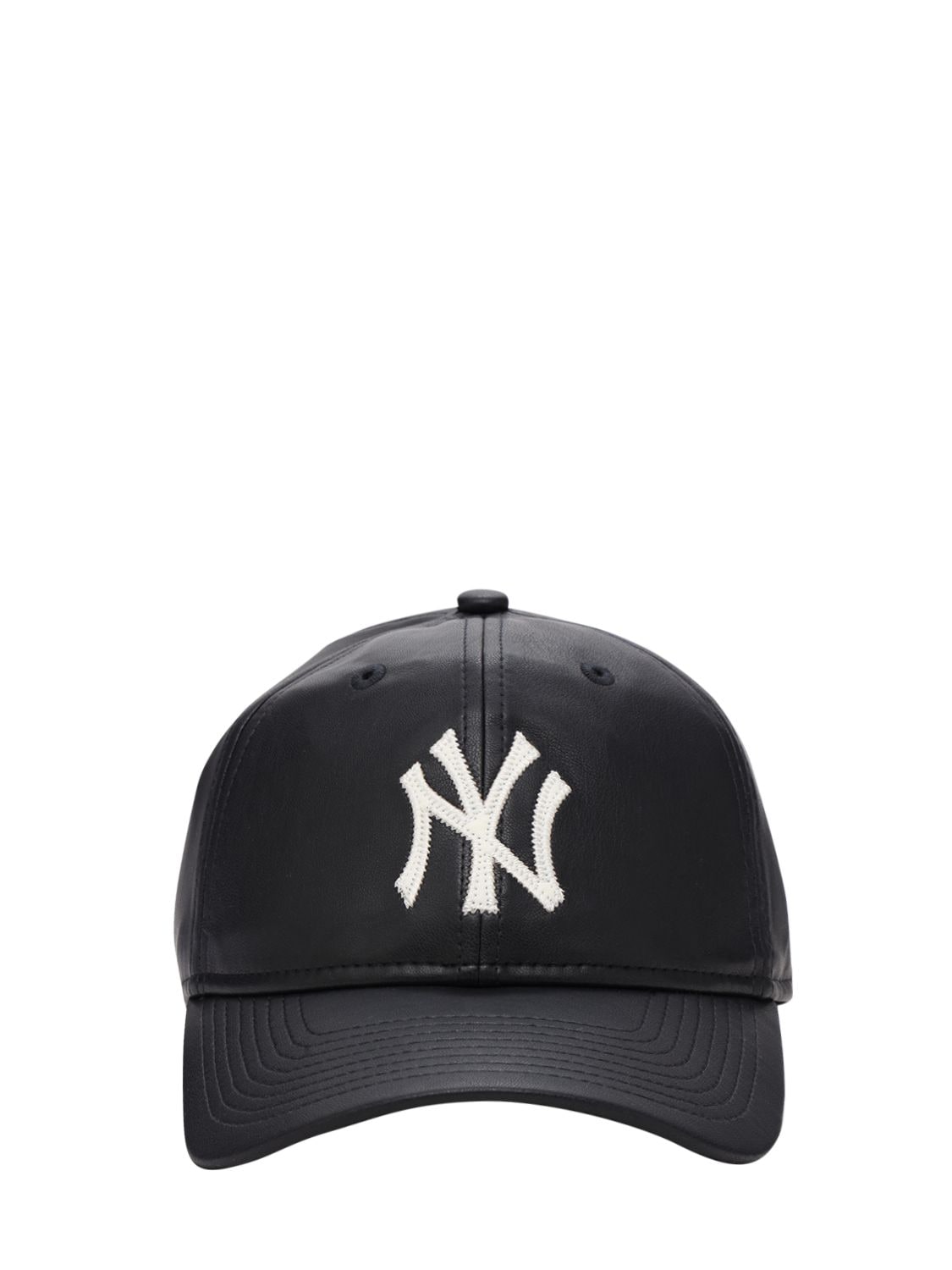 New Era 9forty Faux Leather Cap W/ Embroidery In Navy