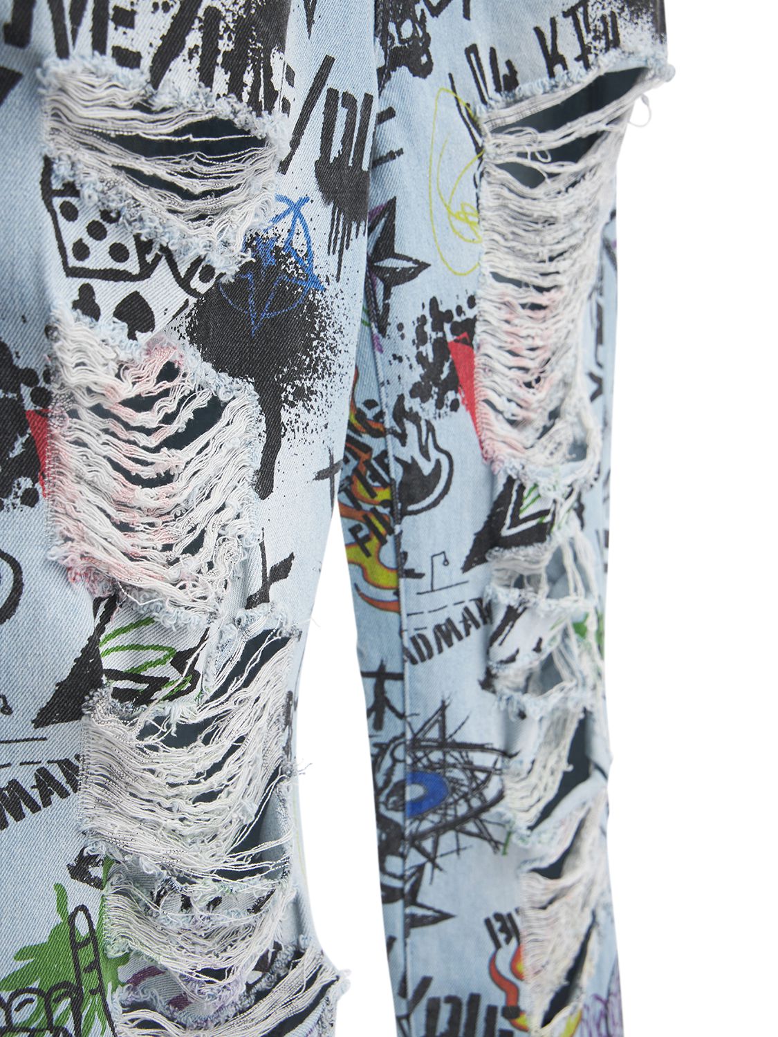 JADED LONDON RIPPED GRAFFITI SKATE JEANS