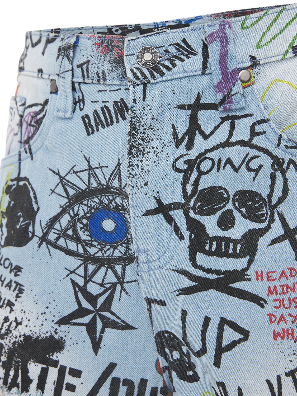 JADED LONDON RIPPED GRAFFITI SKATE JEANS