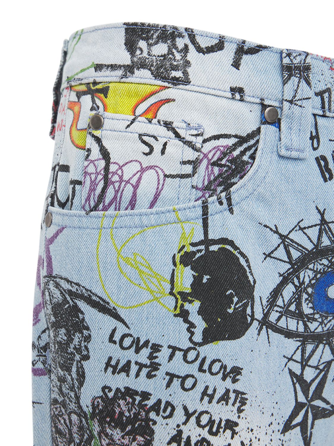 JADED LONDON RIPPED GRAFFITI SKATE JEANS