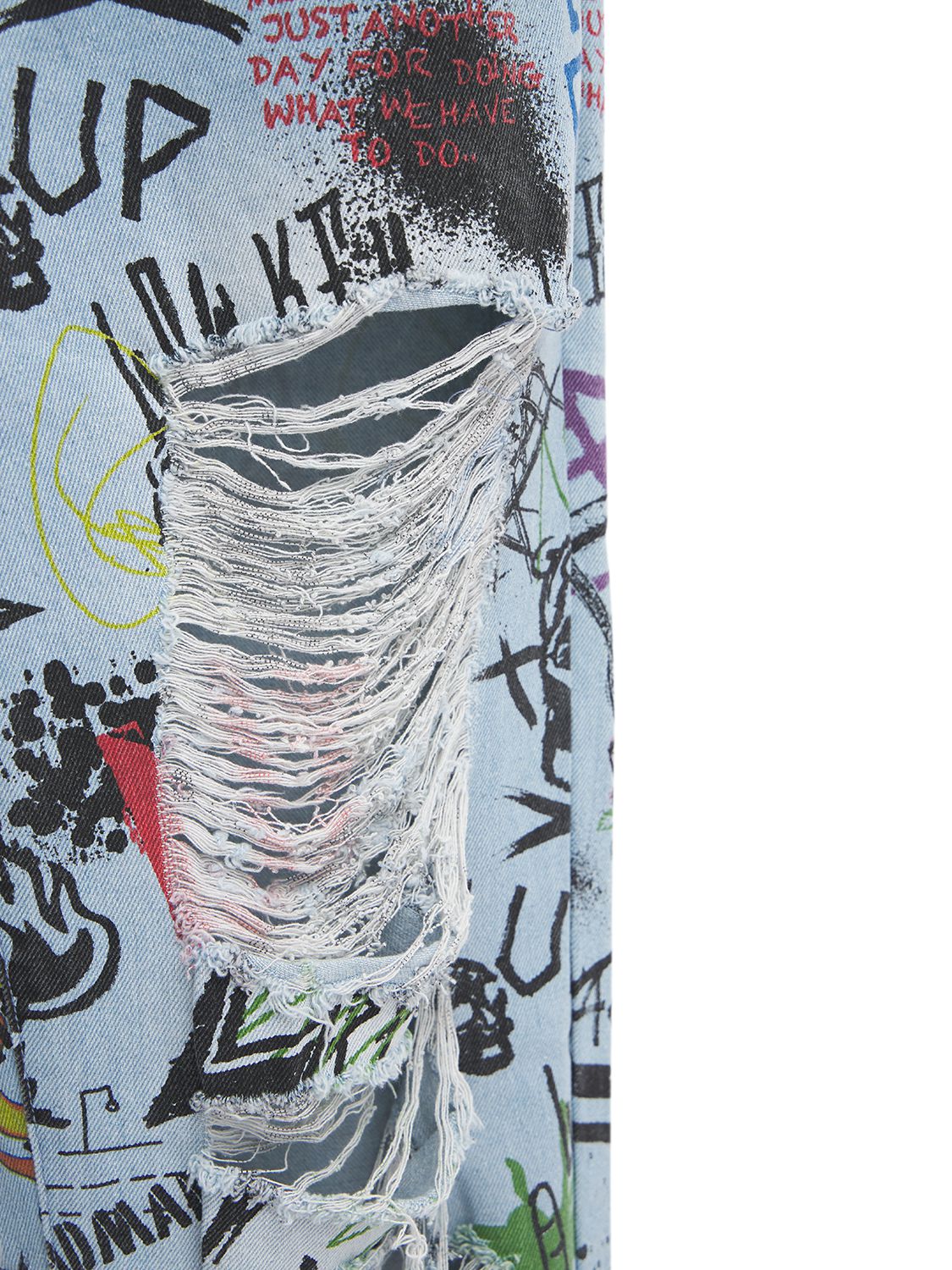 JADED LONDON RIPPED GRAFFITI SKATE JEANS