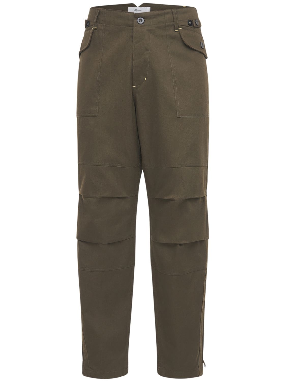 Elhaus Jumper Cotton Twill Pants In Olive Green