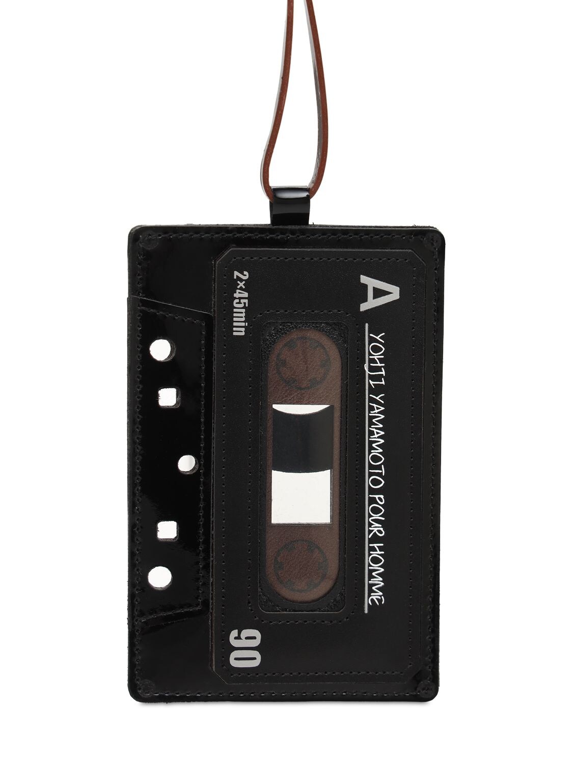Yohji Yamamoto Cassette C Leather Card Holder In Black