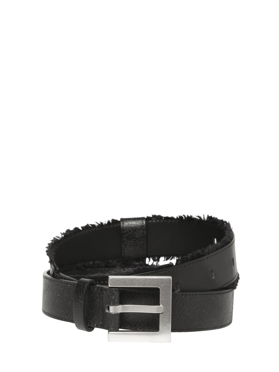 Ader Error 3cm Leather Belt W/ Fringe Details In Black