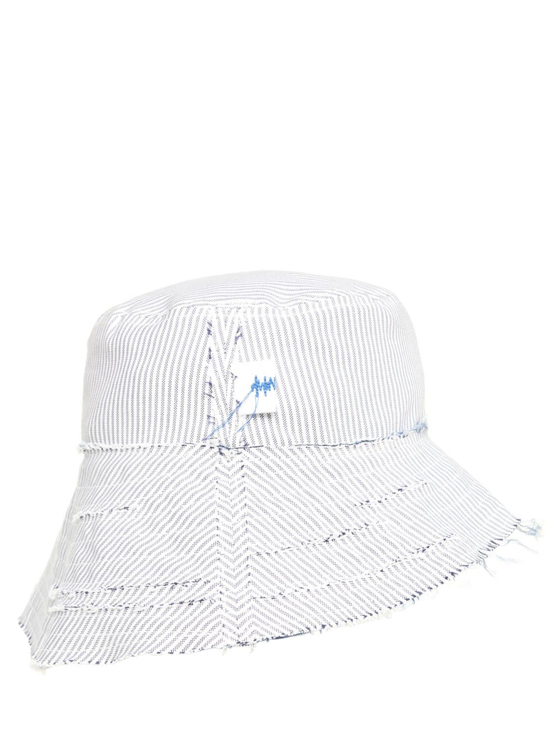 Ader Error 条纹棉质帆布渔夫帽 In White,blue