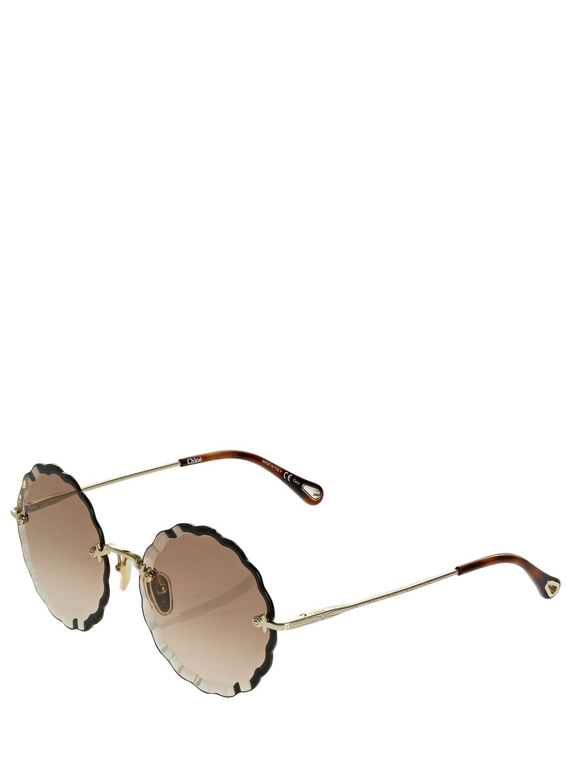 Chlo Rosie Oversize Round Wavy Metal Sunglass In Brun ModeSens