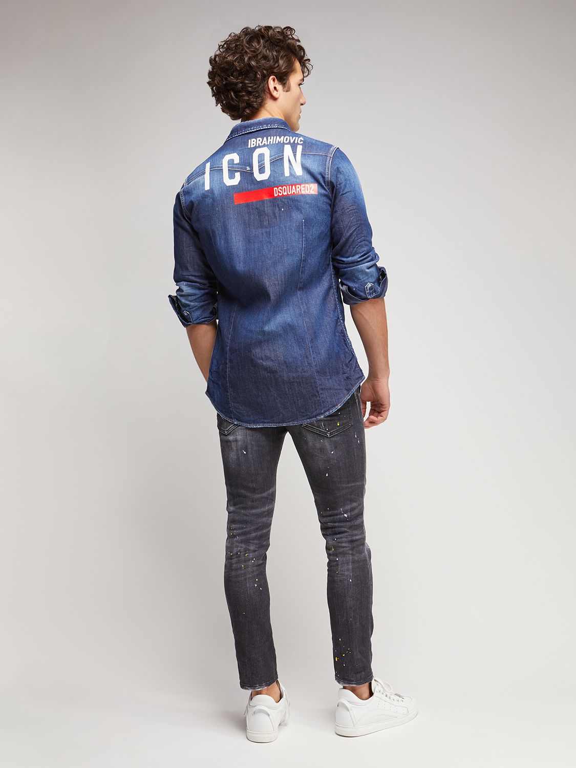 DSQUARED2 16CM IBRAHIMOVIC ICON SKATER DENIM JEANS