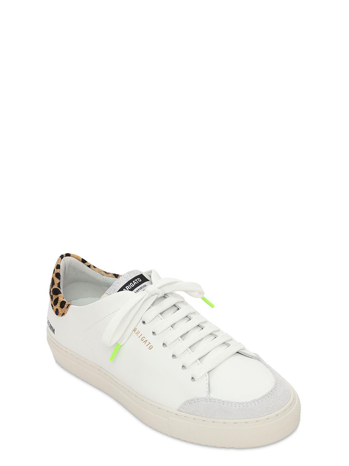 axel arigato clean 90 triple calf hair-trimmed sneakers in white
