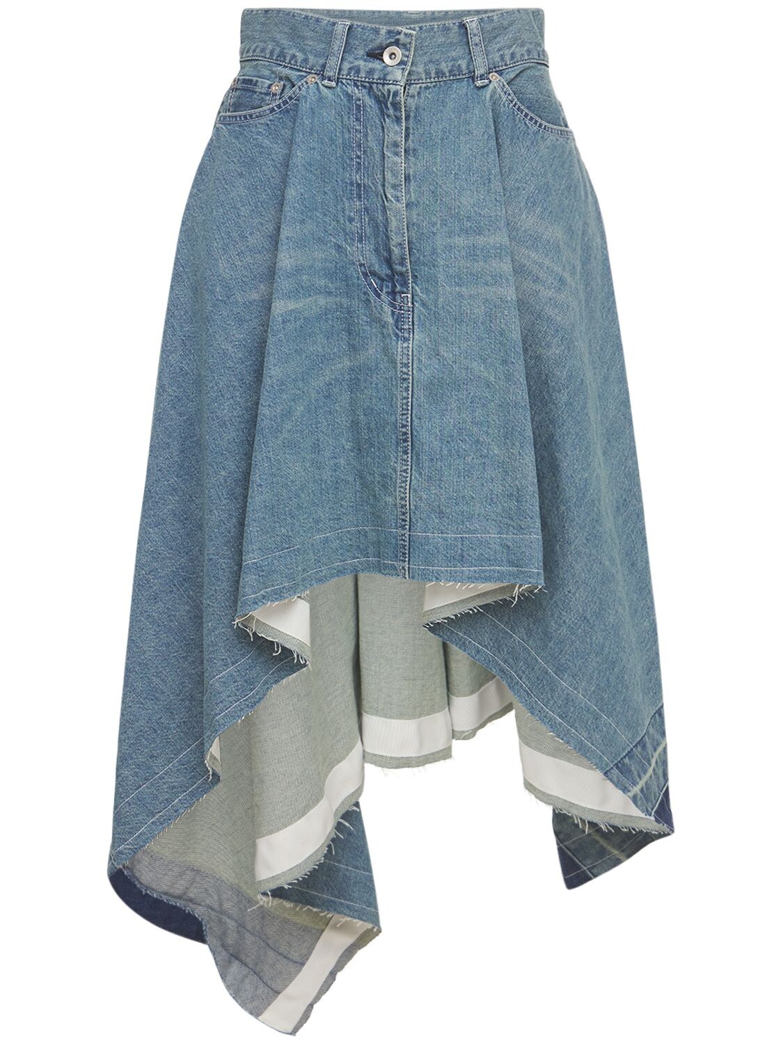 SACAI ASYMMETRIC COTTON DENIM SKIRT,73IXTK009-NDUX0