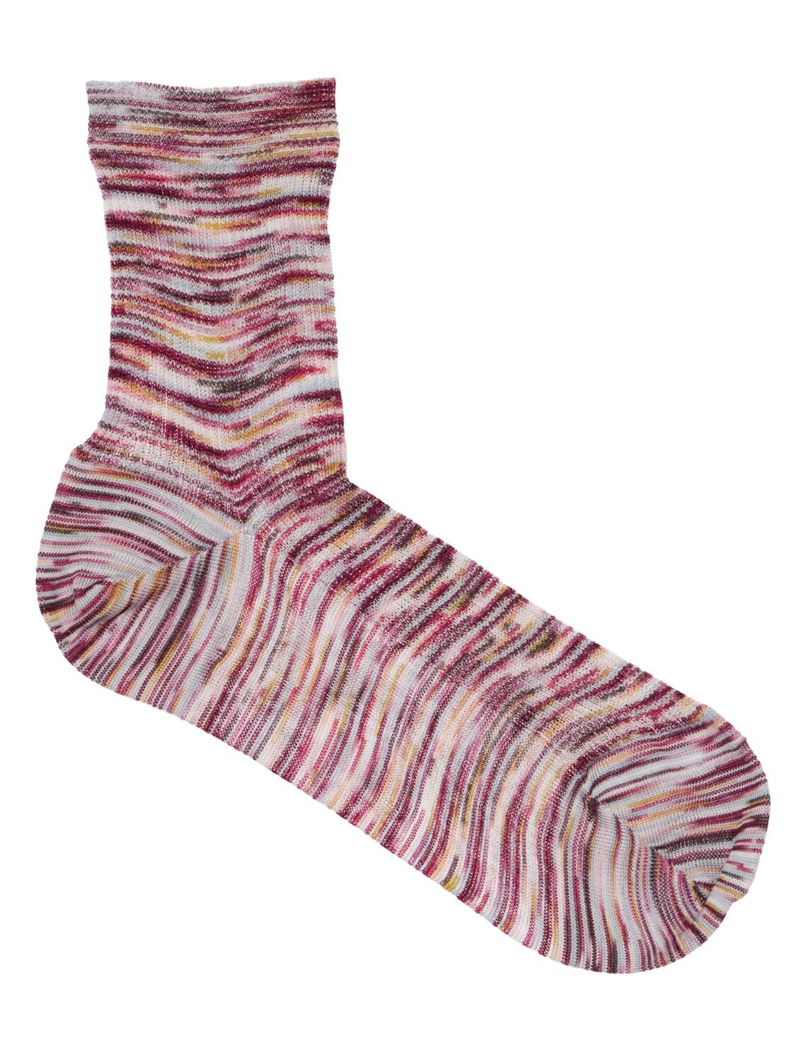 Missoni Striped Viscose Blend Socks In Pink,multi