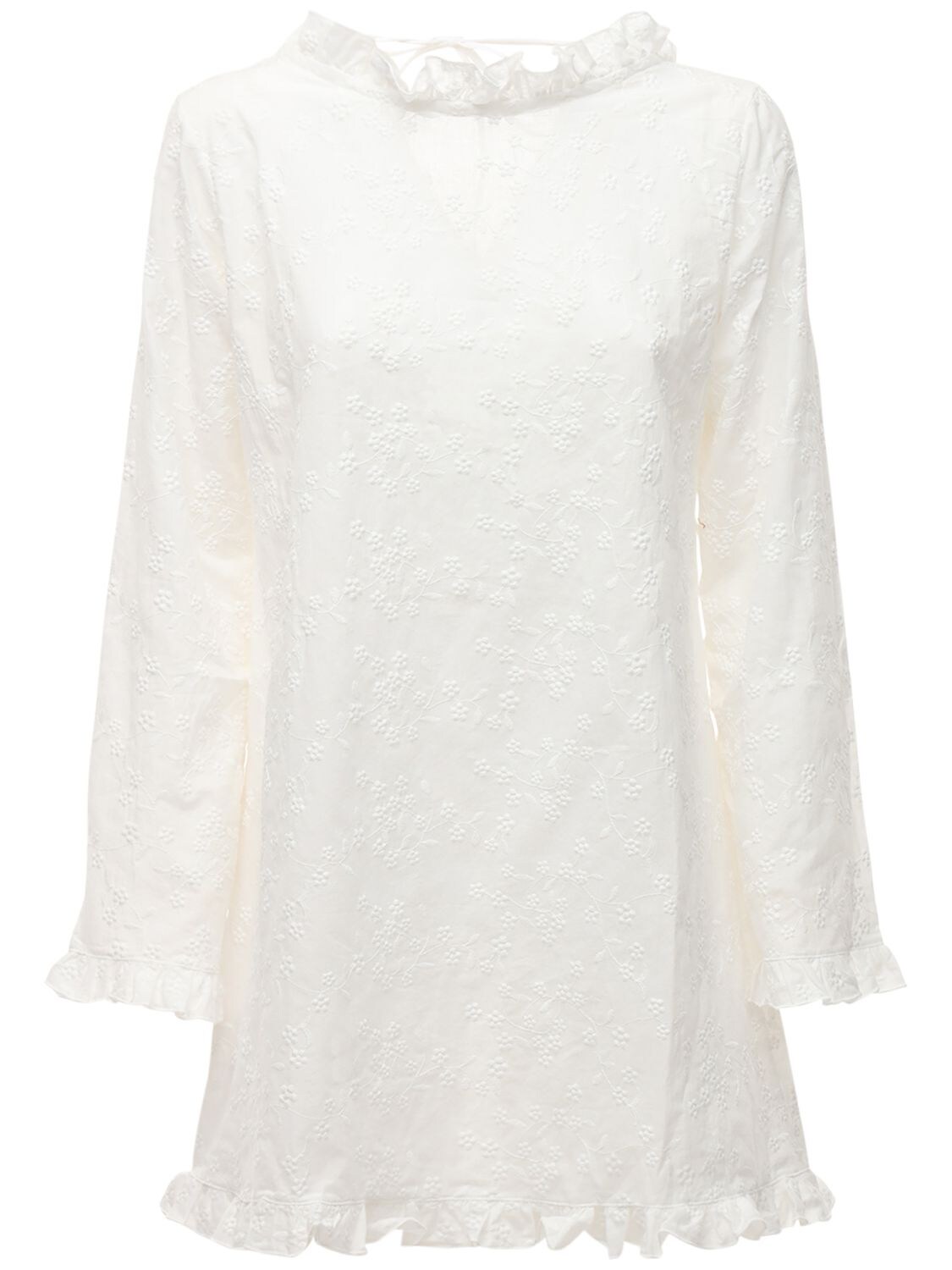 Shh Carmela Embroidered Cotton Night Gown In White