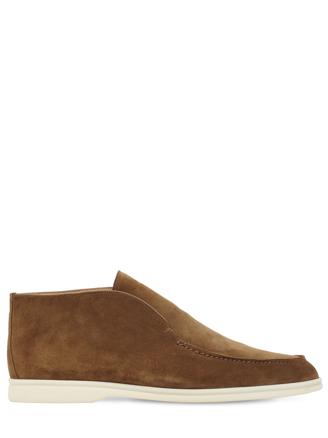 Loro Piana Open Walk Suede Slip-on Desert Shoes In Tan