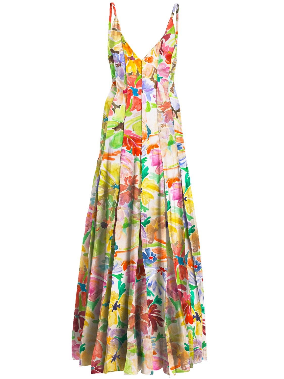 Rosie Assoulin Floral Print Stretch Viscose Long Dress In Multicolor