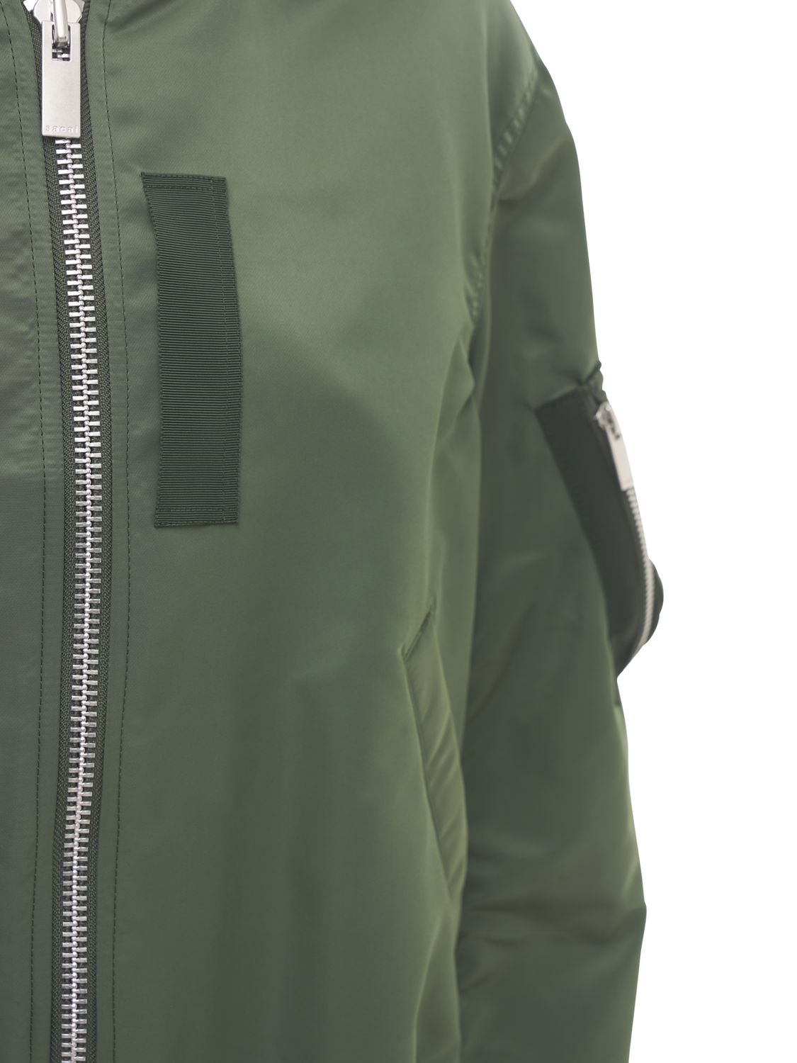 Shop Sacai Zip-up Nylon Bomber Jacket In Khaki
