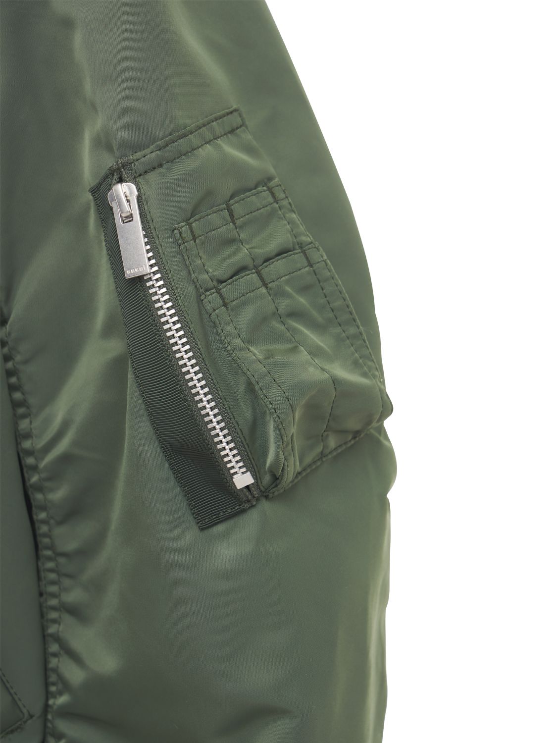 Shop Sacai Zip-up Nylon Bomber Jacket In Khaki