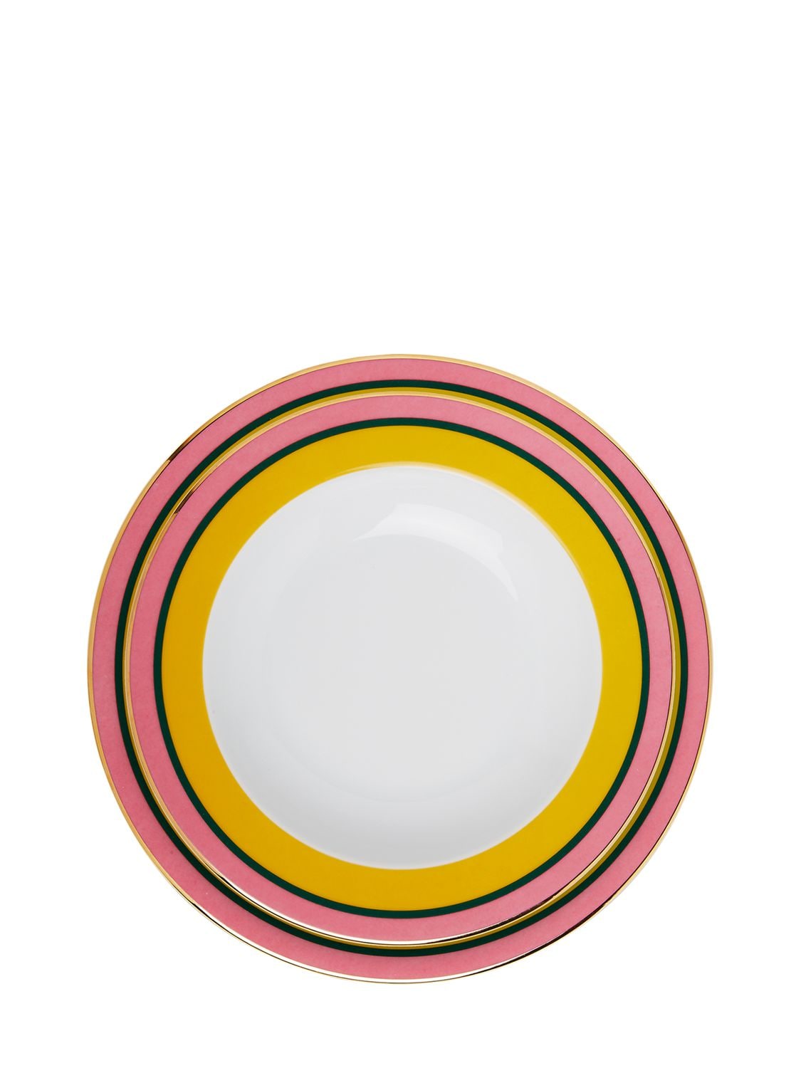 La Doublej Rainbow Yellow Soup Dish & Dinner Plate
