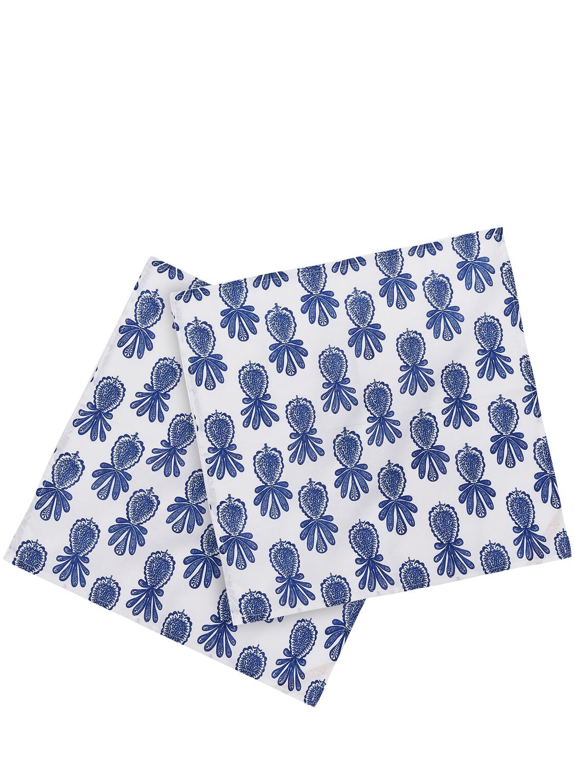 Shop La Doublej Set Of 6 Pineapple Blue Linen Napkins
