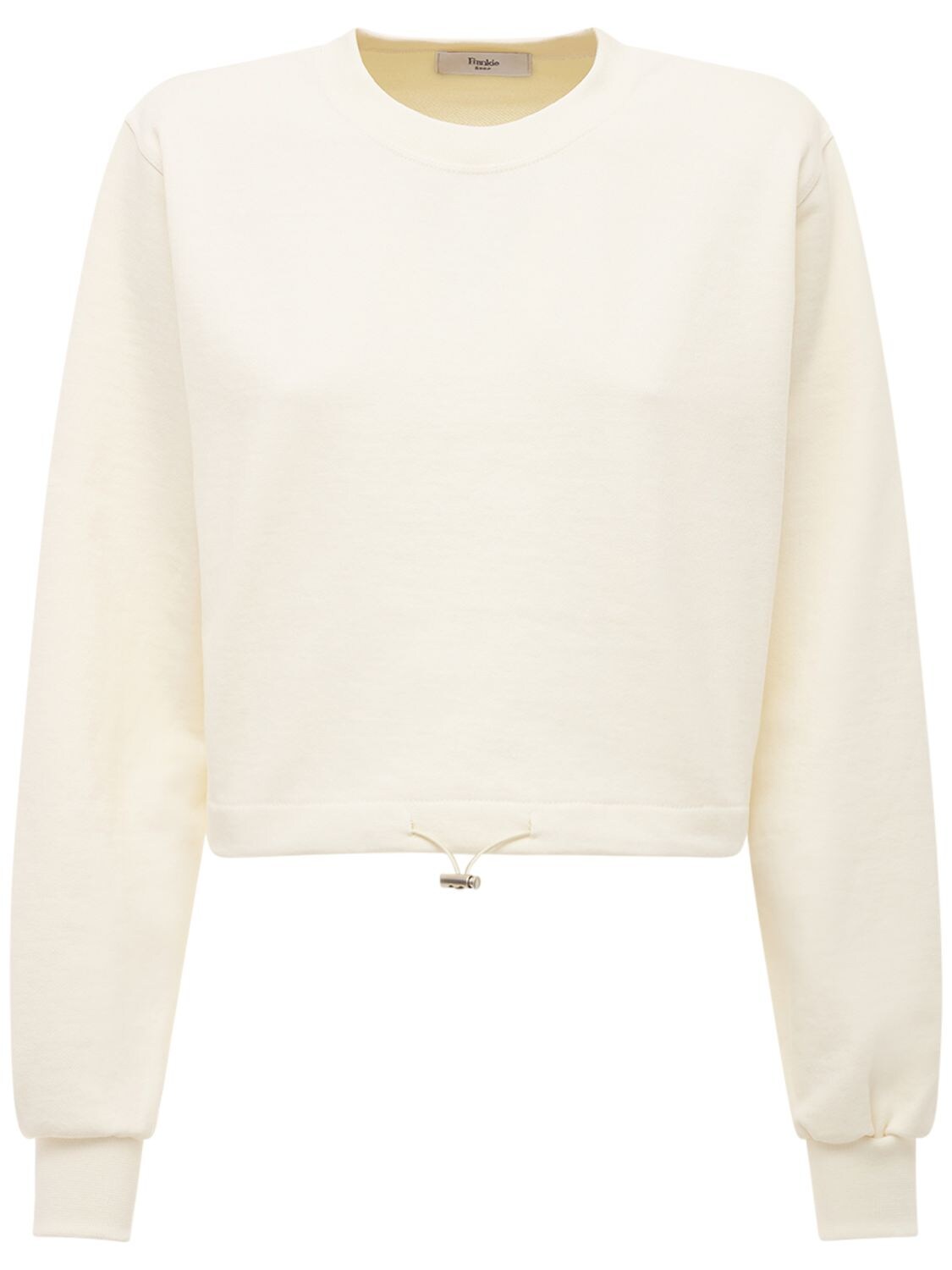 The Frankie Shop Cotton Jersey Sweatshirt W/shoulder Pads In Beige