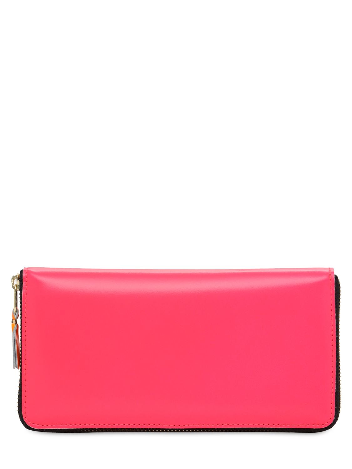Comme Des Garçons Super Fluo Leather Zip Around Wallet In Pink