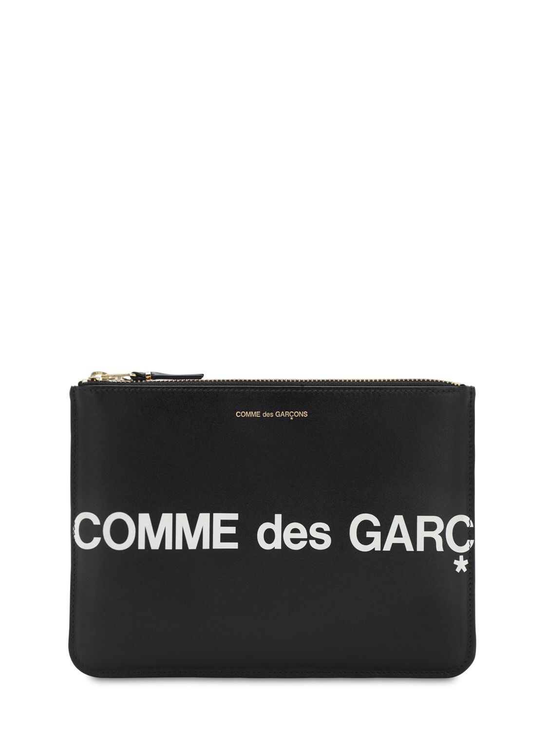 Shop Comme Des Garçons Maxi Logo Leather Pouch In Black