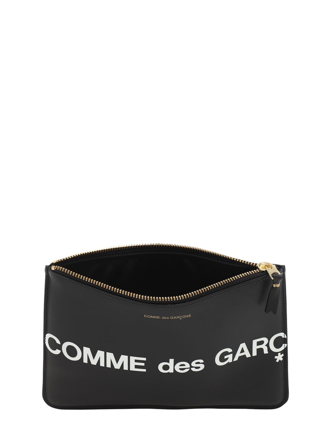 Shop Comme Des Garçons Maxi Logo Leather Pouch In Black