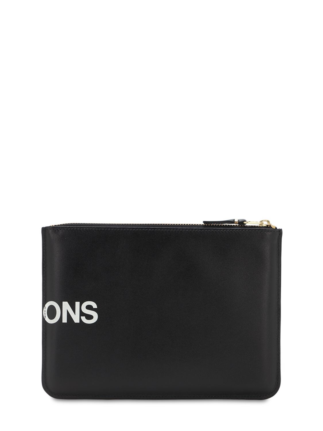 Shop Comme Des Garçons Maxi Logo Leather Pouch In Black