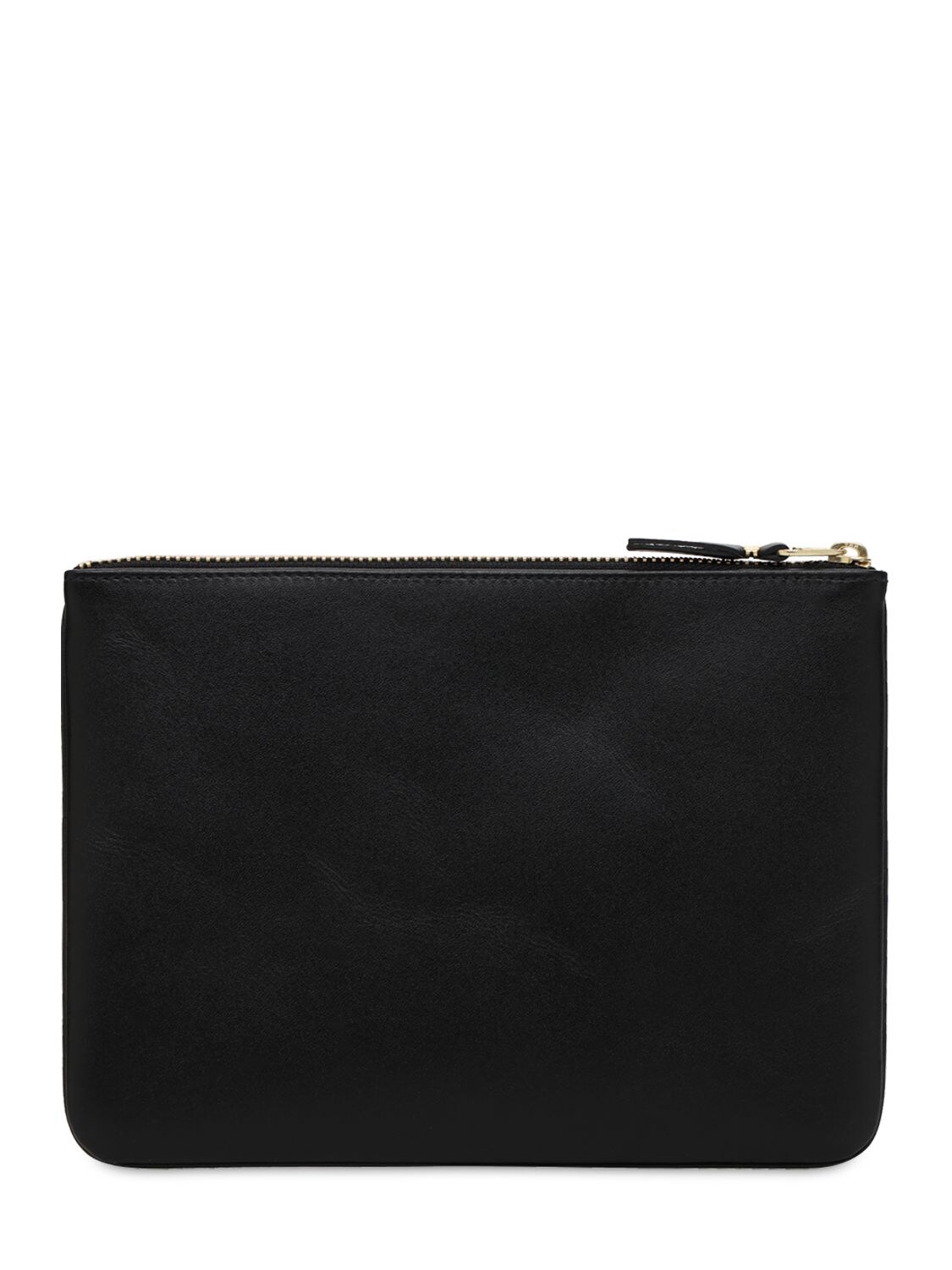 Shop Comme Des Garçons Logo Leather Pouch In Black