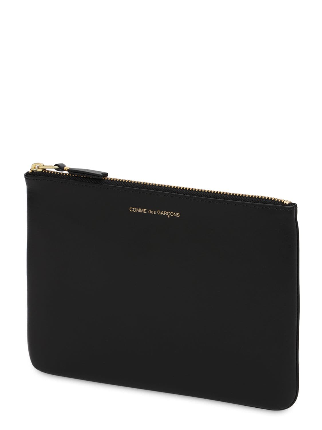 Shop Comme Des Garçons Logo Leather Pouch In Black