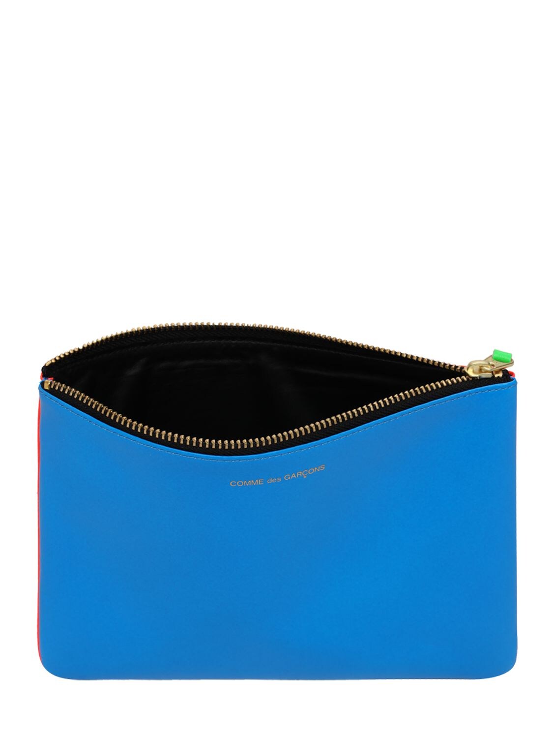 Shop Comme Des Garçons Super Fluo Bi-color Leather Pouch In Orange,blue