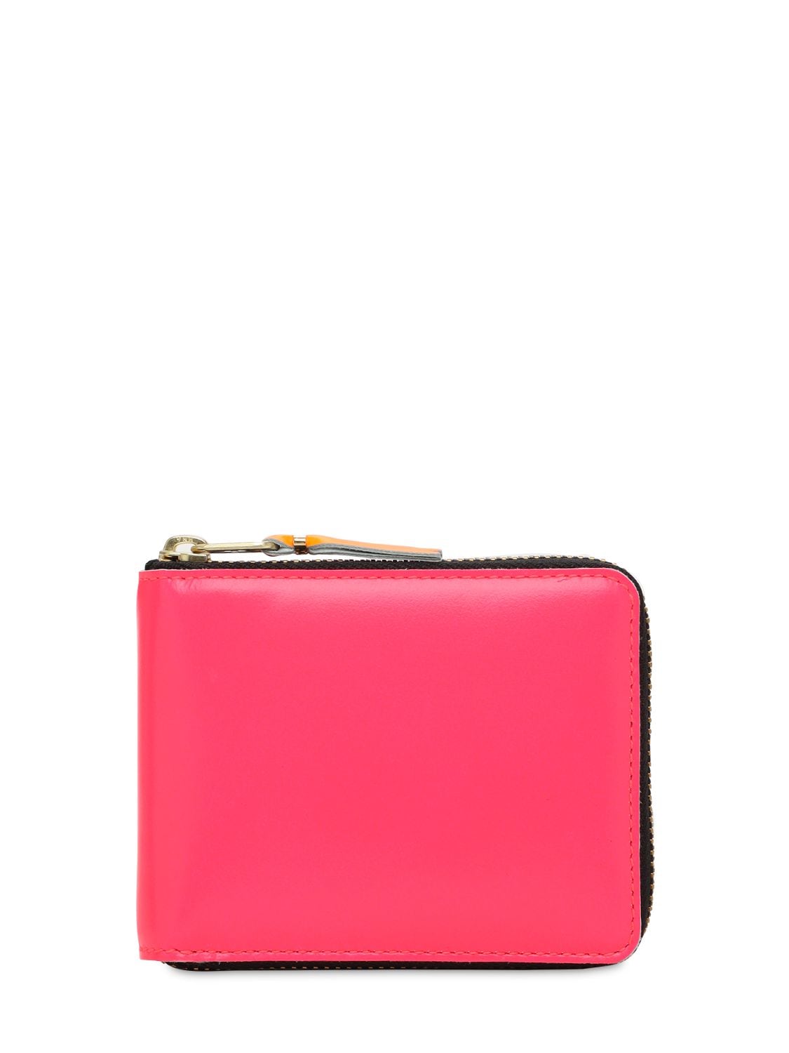 Comme Des Garçons Super Fluo Leather Zip-around Wallet In Pink