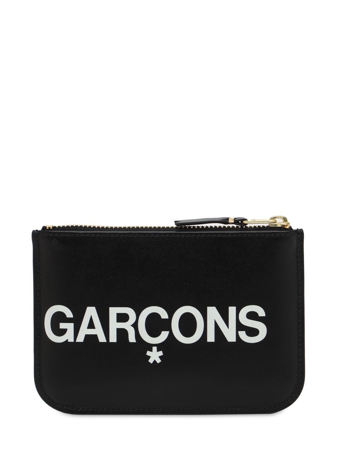 Shop Comme Des Garçons Huge Logo Leather Wallet In Black