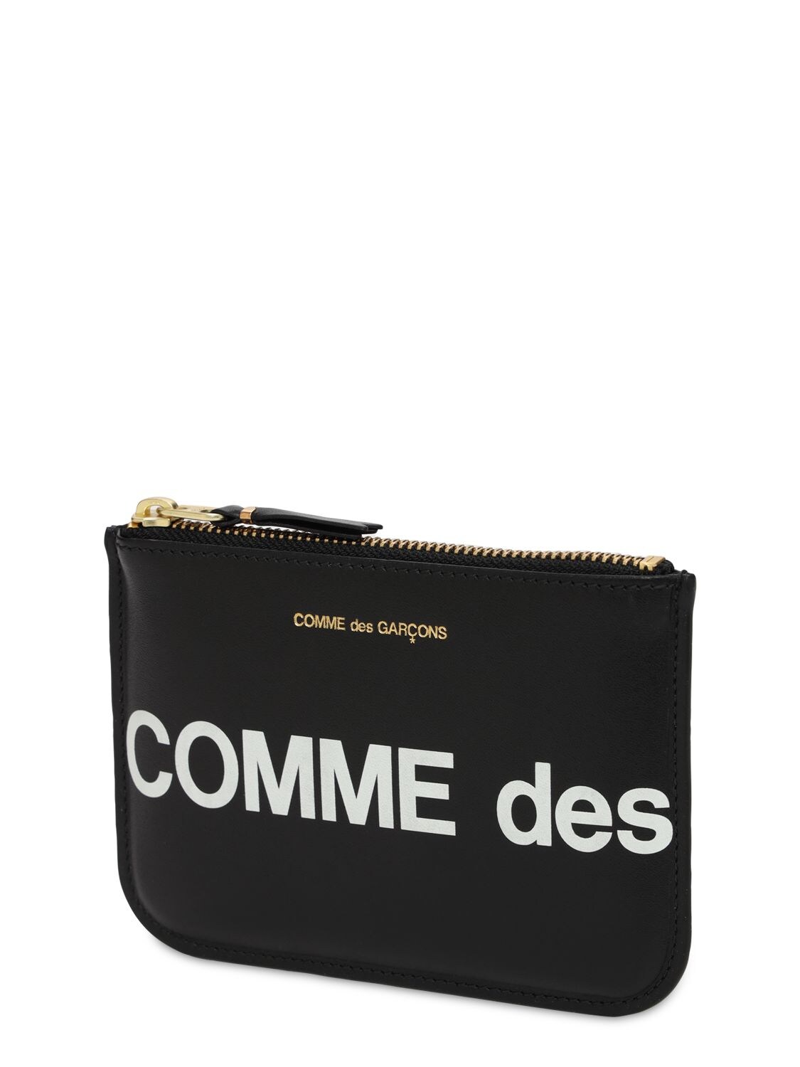 Shop Comme Des Garçons Huge Logo Leather Wallet In Black